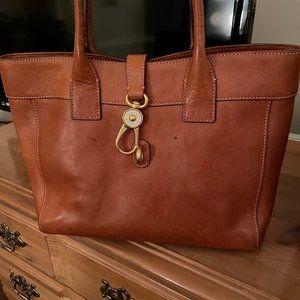 Dooney and Bourke Shoulder Tote, Cognac, Florentine Vacchetta Leather, 16"x10"